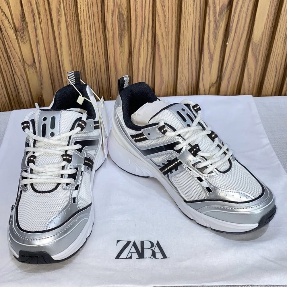 Zara kids White and Metallic Sneakers